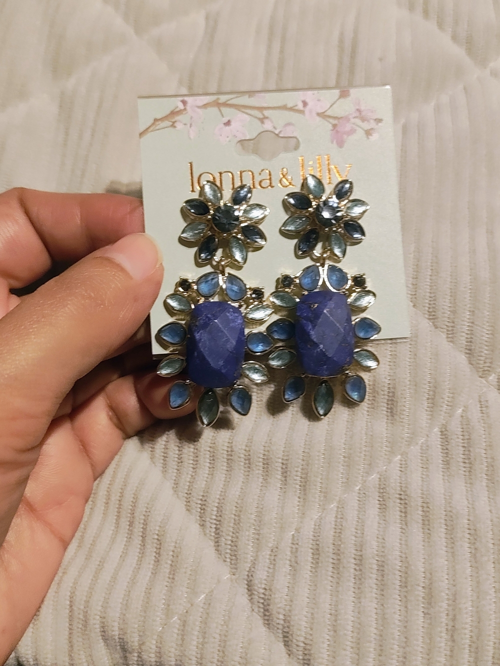 lonna & lilly Purple and Blue Floral Drop Earrings
